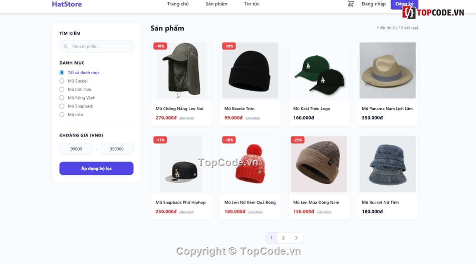bán web,web app,Code web bán,mũ